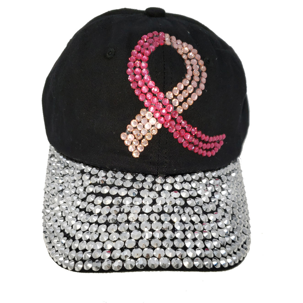 Pink Ribbon Rhinestone Hat - Picture 2 of 6